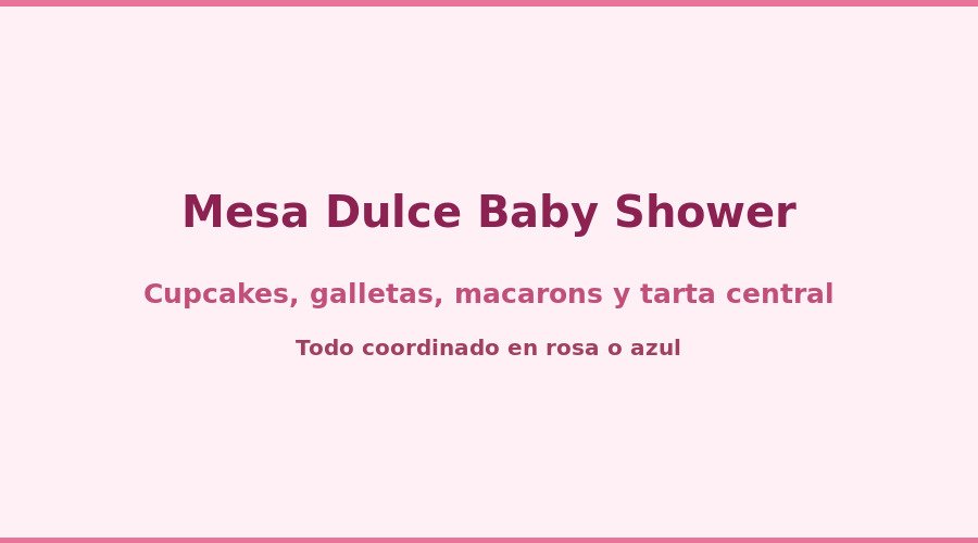Mesa dulce de baby shower con cupcakes, galletas decoradas, macarons y tarta central temática