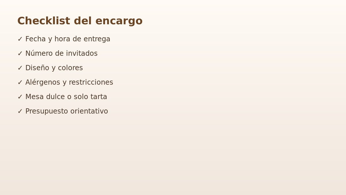 Checklist para encargar tartas y dulces de comunión o bautizo: fecha, invitados, diseño y alérgenos