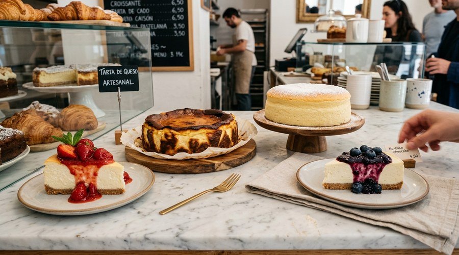 Cuatro tipos de tarta de queso artesanal: Nueva York, vasca, japonesa y sin horno